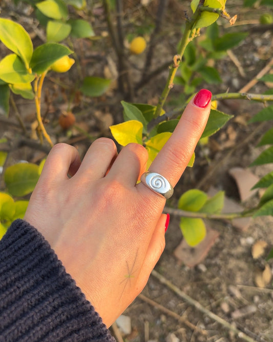 anillo tipo sello con espiral 